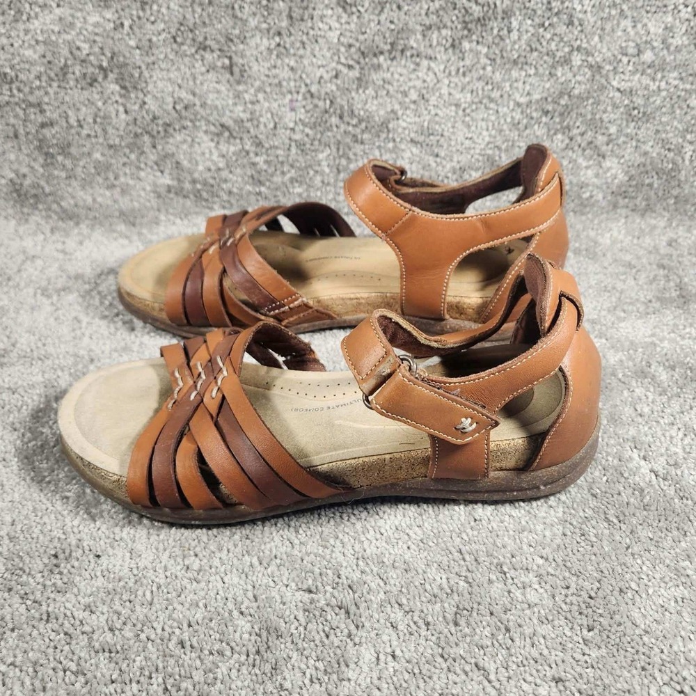 Clarks Collection Sandals Brown Leather Strappy Ultimate Comfort Womens 7W